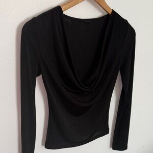 Dynamite Cowl Neck Black Long Sleeve Top